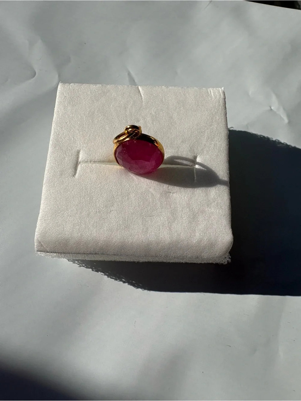 18k gold Ruby Pendant Charm with Gold bail